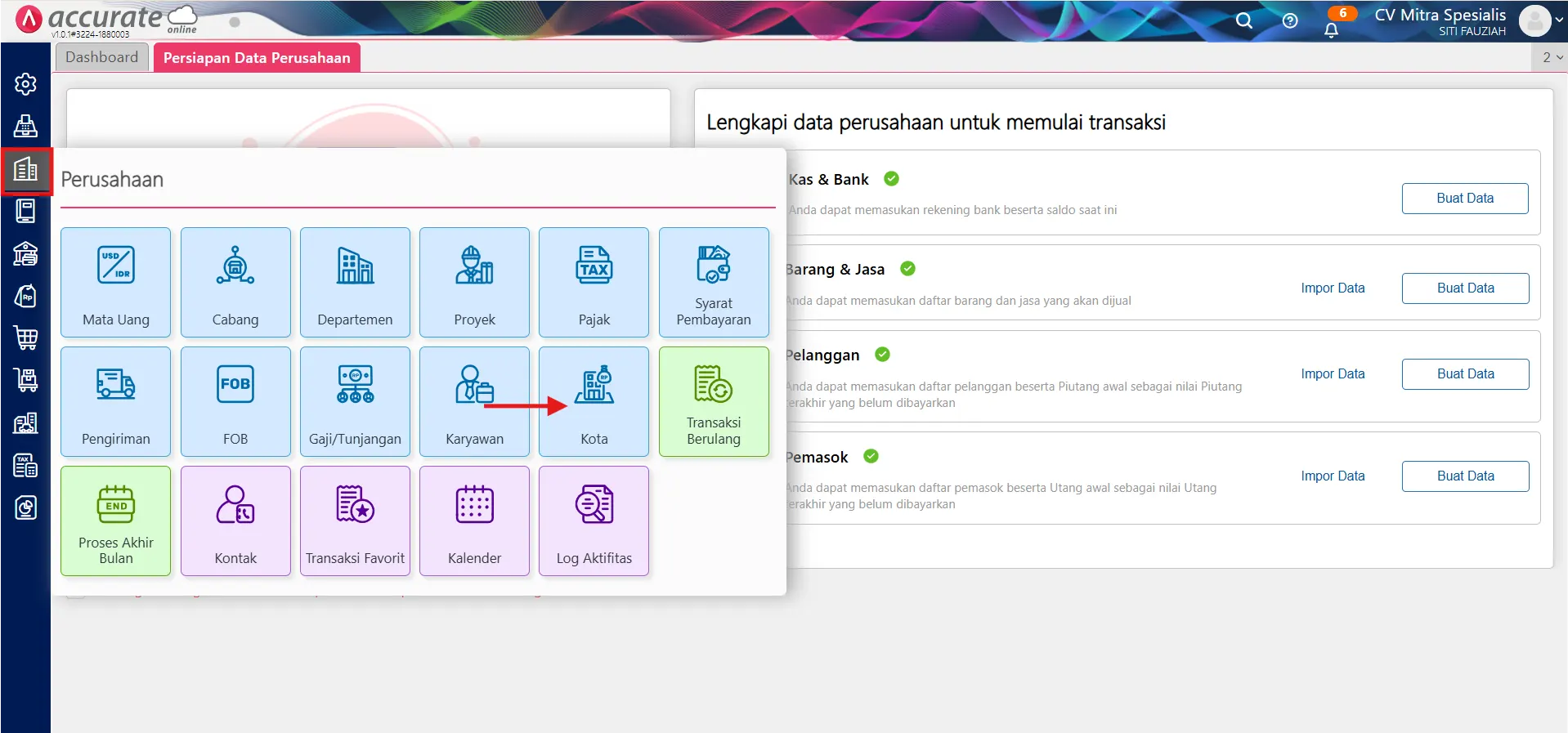 menggunakan fitur kategori keuangan
